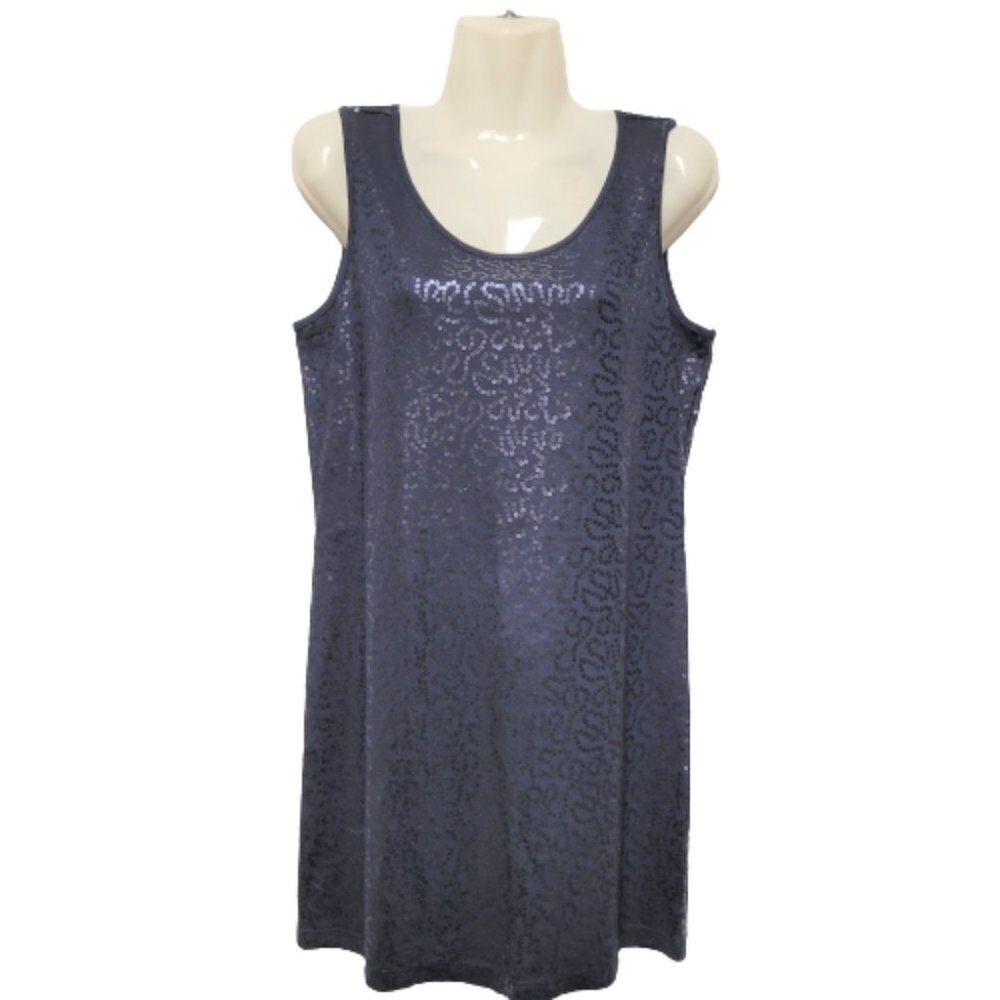 Blue Sleeveless Sequin Shift Dress  Size M - NEW